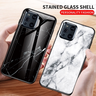 2021 New เคสโทรศัพท์ OPPO Find X3 Pro Phone Case Marble Silicon Soft Edges Shell High Quality Tempered Glass Hard Cover เคส FindX3 Pro Casing