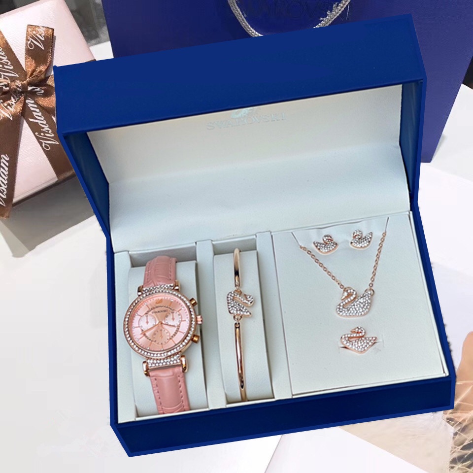 ภาพสินค้านาฬิกา S-warovski watches, necklaces, bracelets, rings, earrings เซต5ชิ้น มีให้เลือกหลายแบบ มีกล่องแบนด์ พร้อมถุงแบนด์ จากร้าน supakite999 บน Shopee ภาพที่ 8