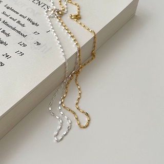 (โค้ด X8SFXJ ลด 20%) A.piece สร้อยเงินแท้ [all silver 925] cutting chain necklace (432-433)