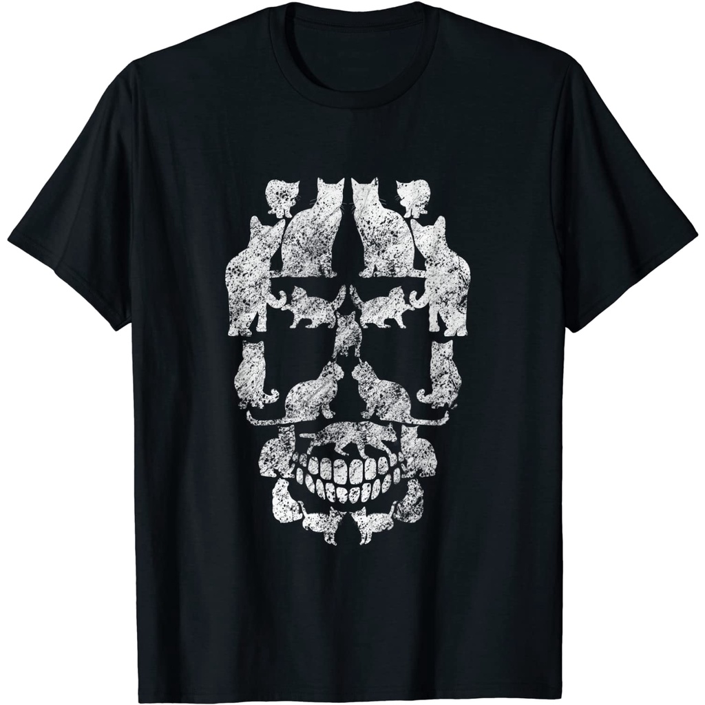 เสื้อยืด-clothes-paint-skull-halloween-kitty-skeleton-t-shirt