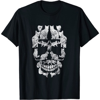 เสื้อยืด  Clothes Paint Skull Halloween Kitty Skeleton T-Shirt