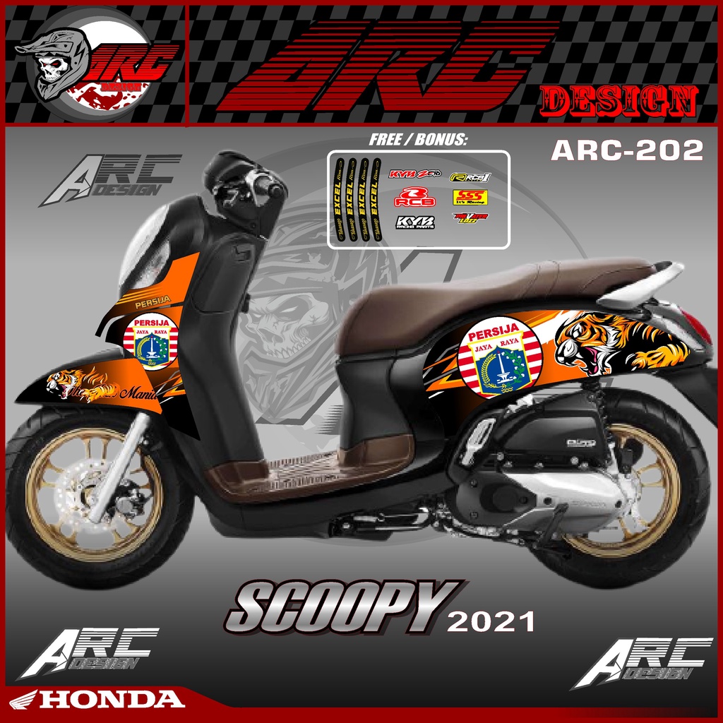 Scoopy ใหม่ 2021 2022 Variation Trim Striping สติกเกอร์ - Honda All New ...