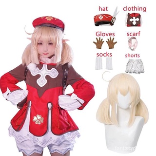 Game Genshin Impact Klee Cosplay Costume Cute Loli Red Dress Woman Halloween Carnival Party Props