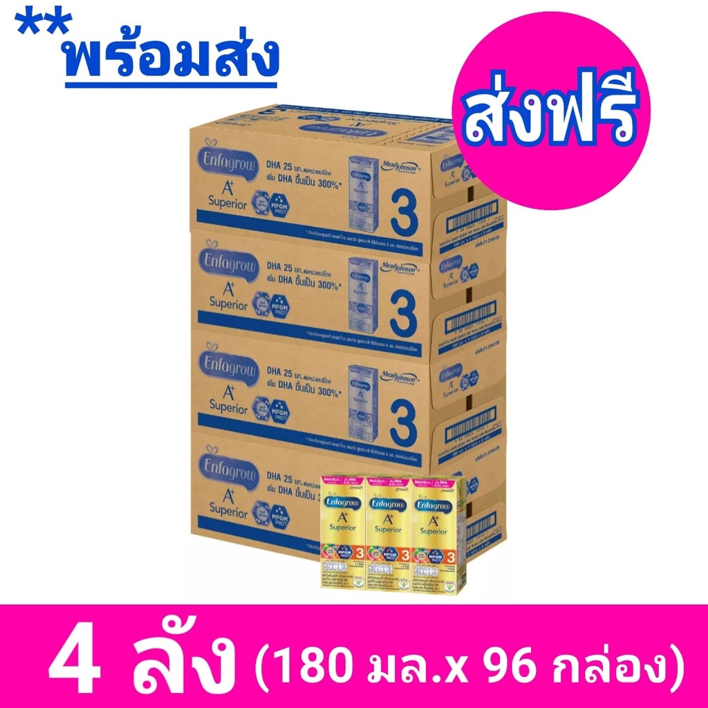 ส่งฟรี-4-ลัง-เอนฟาโกร-เอพลัส-สูตร-3-ซุพีเรียร์-นมกล่อง-ยูเอชที-รสจืด-24-กล่อง-จำนวน-4-ลัง
