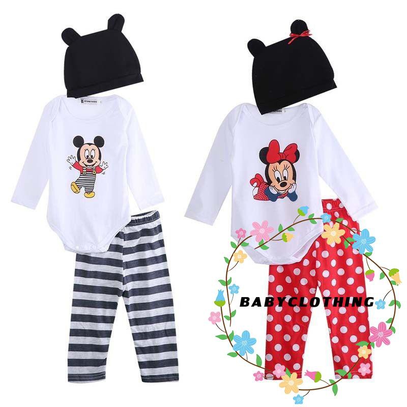 htt-เด็กทารกเด็กหญิงเด็กชาย-3pcs-ชุดชุด-micky-mouse-แมว-minnie-romper-กางเกงบอดี้สูท