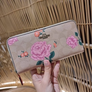 COACH 2859 ACCORDION ZIP WALLET IN SIGNATURE CANVAS WITH PRAIRIE ROSE PRINT