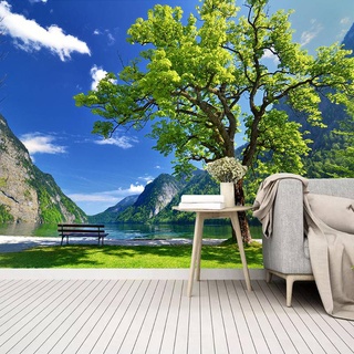 Annagood วอลล์เปเปอร์ รูปภูเขา ต้นไม้ธรรมชาติ 3D ขนาดใหญ่ สําหรับตกแต่งผนังห้องนอน ห้องนั่งเล่น