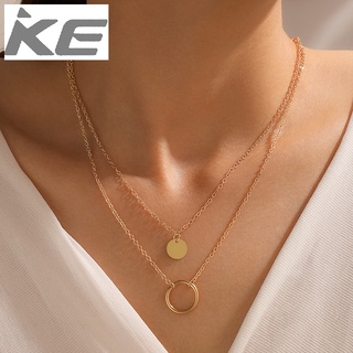 Simple Jewelry Metal Disc Double Necklace Geometric Ring Necklace for girls for women low pri