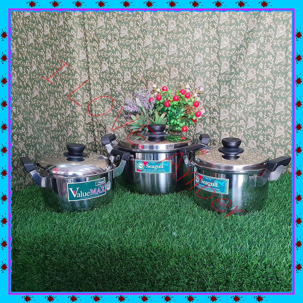 seagull-pot-high-chrome-stainless-steel-22-cm-1ใบ-หม้อ-2-หูสแตนเลส-หม้อไร้สารตะกั่ว-หม้อสแตนเลสใช้ในร้านอาหาร-เครื่