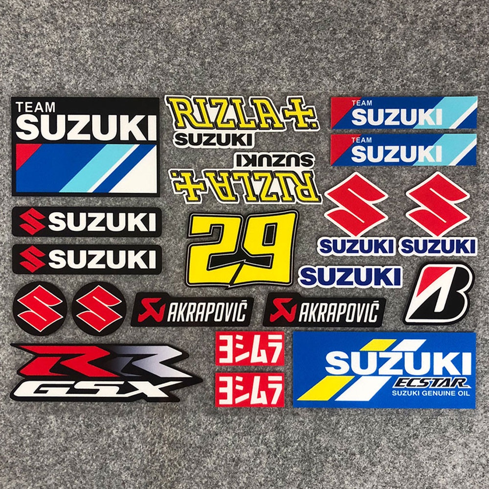 สติ๊กเกอร์สะท้อนแสงรถจักรยานยนต์-racing-วิบาก-โลโก้-suzuki-สติ๊กเกอร์กันน้ำ