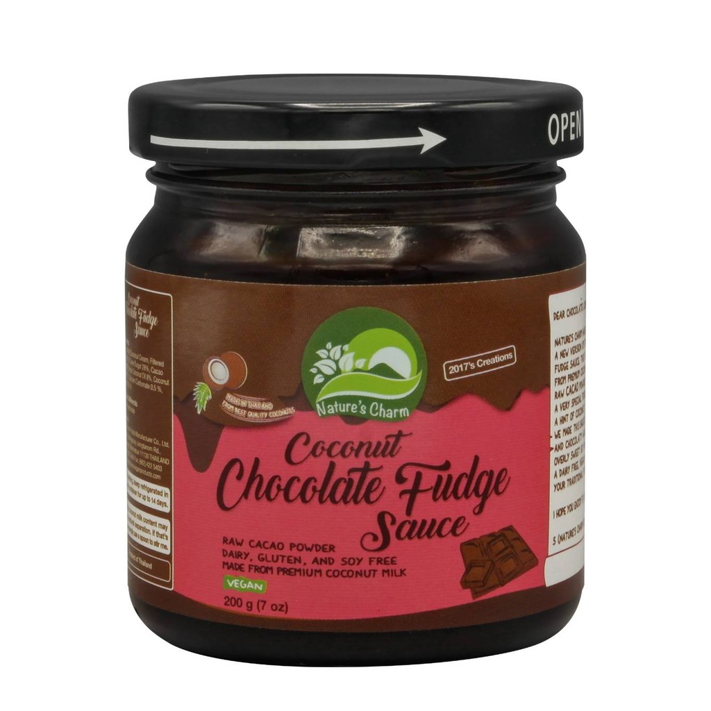 Nature's Charm Coconut Chocolate Fudge Sauce (200g) Vegan ซอสช็อกโกแลตฟัดจ์มะพร้าว (สูตรเจ