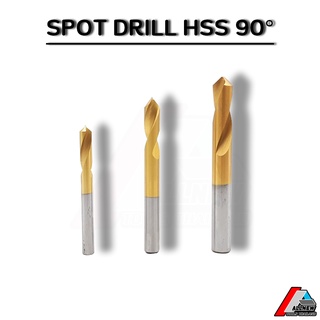 Spot Drill HSS (สีทอง) ดอกนำเจาะ 90 ° ไฮสปีด เจาะรูเซ็นเตอร์ ใช้แทนดอกนำศูนย์บนเครื่อง CNC Dia 3-10