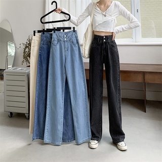 Korean ❤️ กางเกงยีนส์ ✨เก็บเอว ขาเรียว ✨ ทรงบอยสองกระดุม เนื้อผ้าดีระบายอากาศใส่สบาย#367