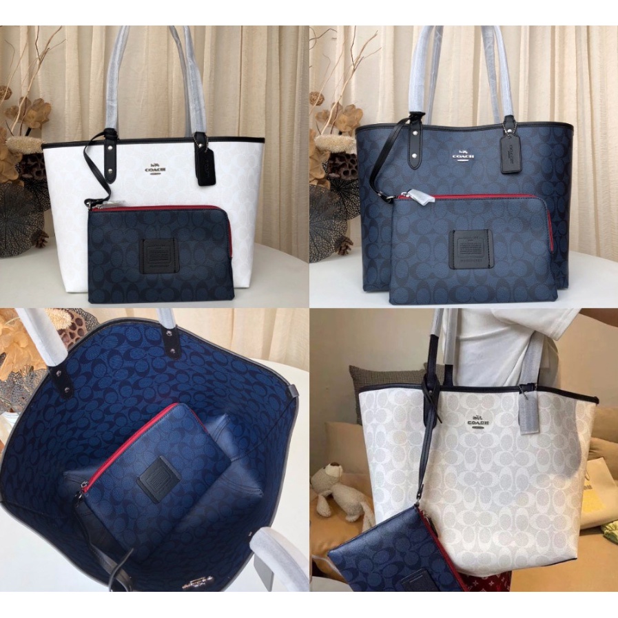 coach-91381-ซิกเนเจอร์-colorblock-reversible-city-tote-พร้อมกระเป๋าถอดได้ผู้หญิงกระเป๋าสะพายกระเป๋าถือกระเป๋าช้อปปิ้ง