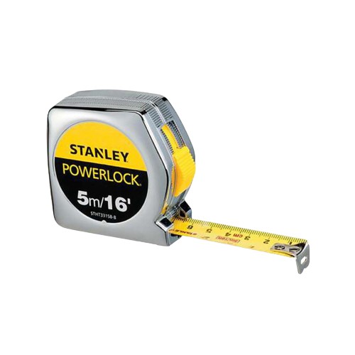 ภาพสินค้าKLONGTHOM ตลับเมตร STANLEY รุ่น POWERLOCK 33-158 ขนาด 5 เมตร 16 ฟุต ตลับเมตรชุบโครเมี่ยม สีเงิน จากร้าน klongthomtool บน Shopee ภาพที่ 1