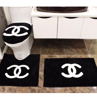 Chanel logo bathroom set ชุดพรมเช็ดเท้า พรมห้องน้ำ พรมขนนุ่มคลุมฝาชักโครก toilet