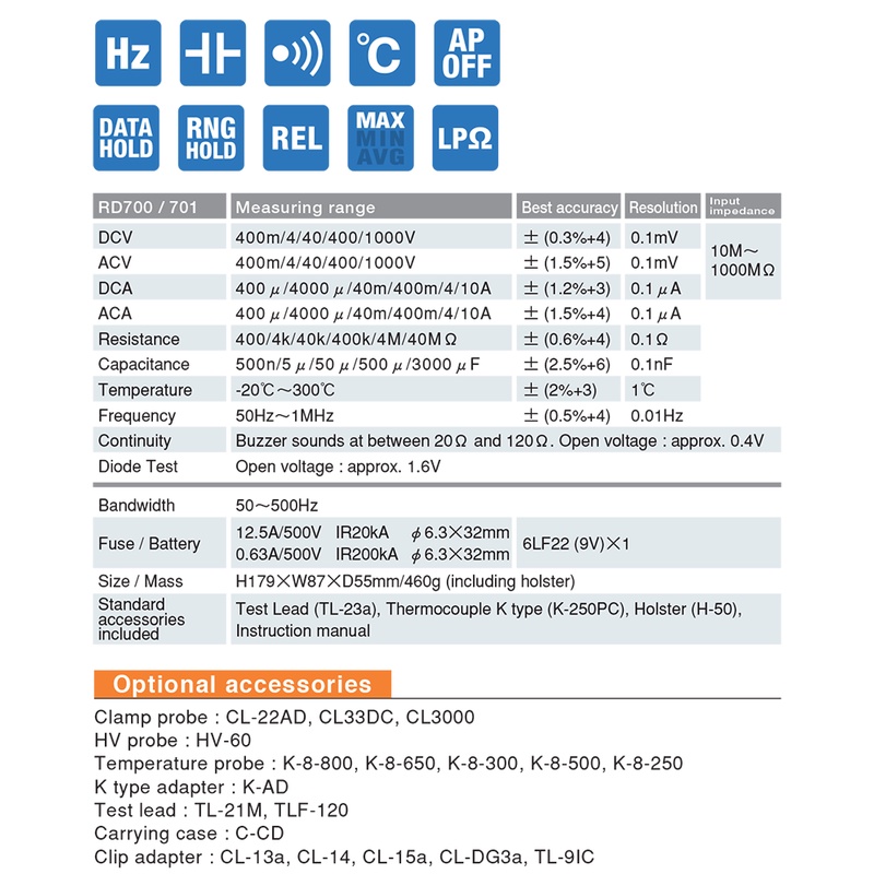 sanwa-rd700-ดิจิตอล-มัลติมิเตอร์-แม่นยำ-0-3-1-000m-high-input-impedance-วัดอุณหภูมิได้