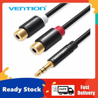 Vention สายสัญญาณเสียงสเตอริโอ ขนาด 3.5 มม. จากแจ็ค RCA เป็น RCA ตัวเมีย 2 หัว