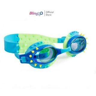 BLING2O แว่นตาว่ายน้ำเด็กยอดฮิตจากอเมริกา NELLY LOCKNESS BLUE YELLOW SPIKES ป้องกันฝ้าและ UV สายซิลิโคนนิ่มไม่พันผม