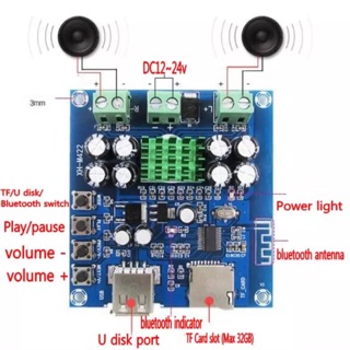 แอมป์จิ๋ว เครื่องขยายเสียง บลูทูธ bluetooth usb 100w รับไฟ12-24vbd