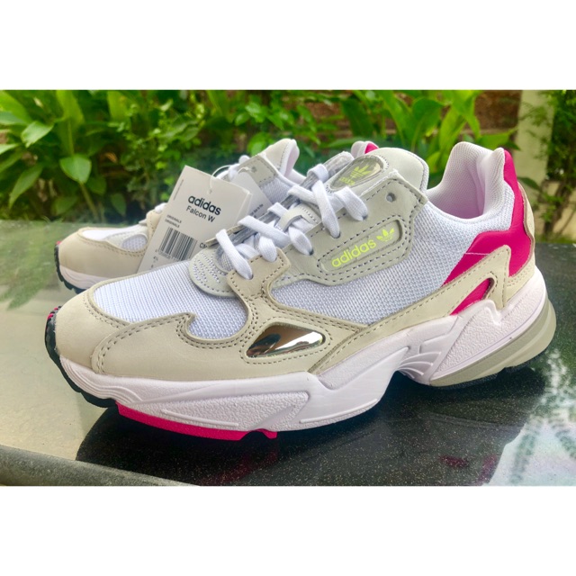 Adidas Falcon ขาว/ชมพู แท้ 100% | Shopee Thailand