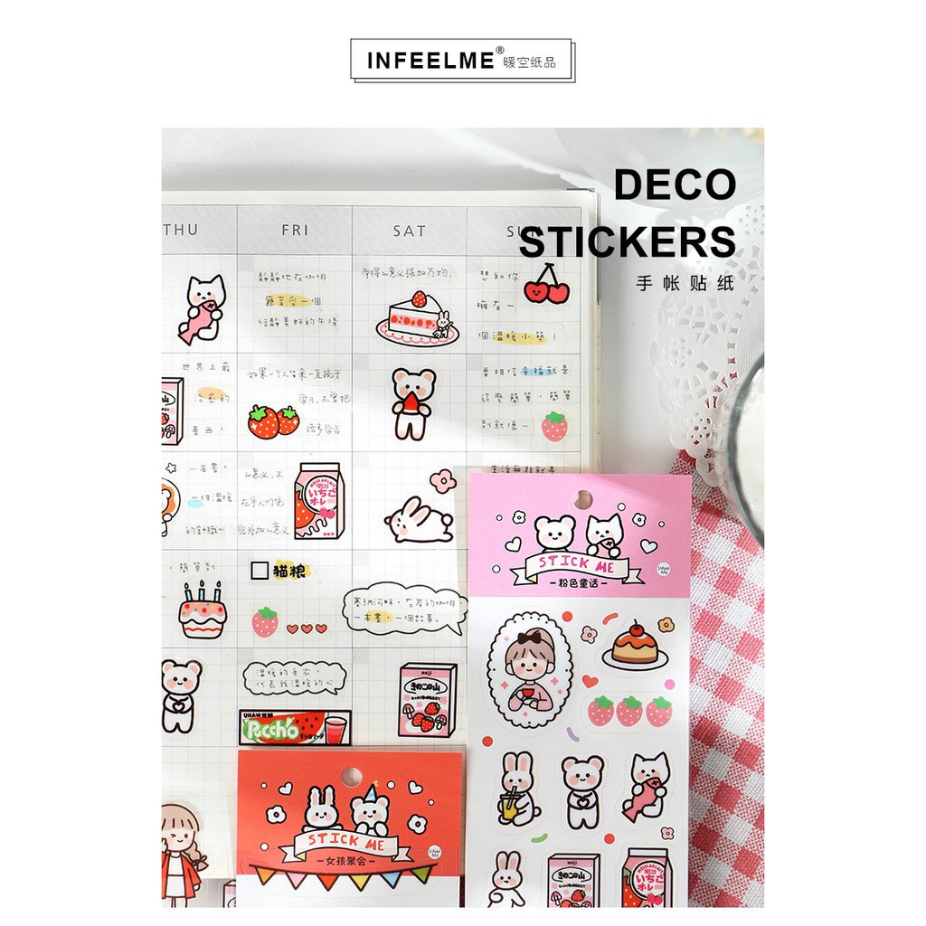 พร้อมส่ง-สติ๊กเกอร์-pvc-ตกแต่งสมุดโน๊ต-ติดเคสมือถือ-ลายน่ารักสุดๆ-sticker-deco-diy