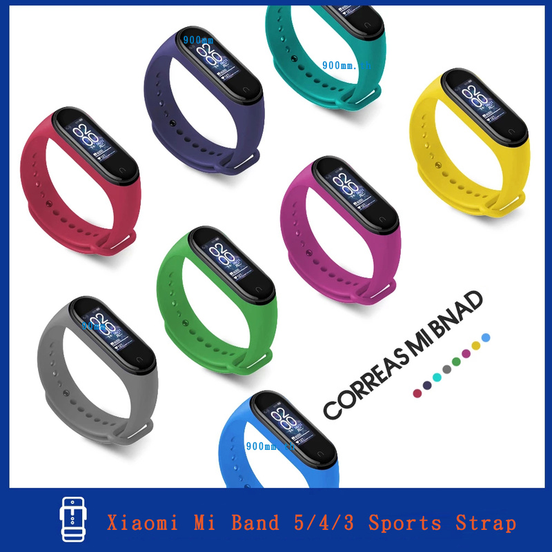 สายรัดข้อมือ-xiaomi-mi-band-5-4-3-สายสมาร์ทสปอร์ต-xiomi-miband-3-4-5-สายรัดข้อมือซิลิโคนหลายสี