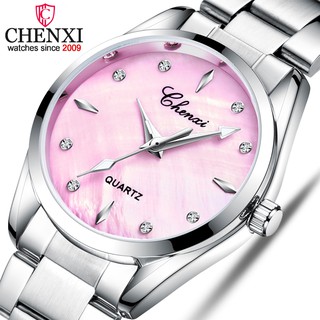 C HENXI ผู้หญิงนาฬิกา Rhinestone และเชลล์กดนาฬิกาควอตซ์นาฬิกาข้อมือสุภาพสตรียอดนิยมแบรนด์หรูแฟชั่นนาฬิกา