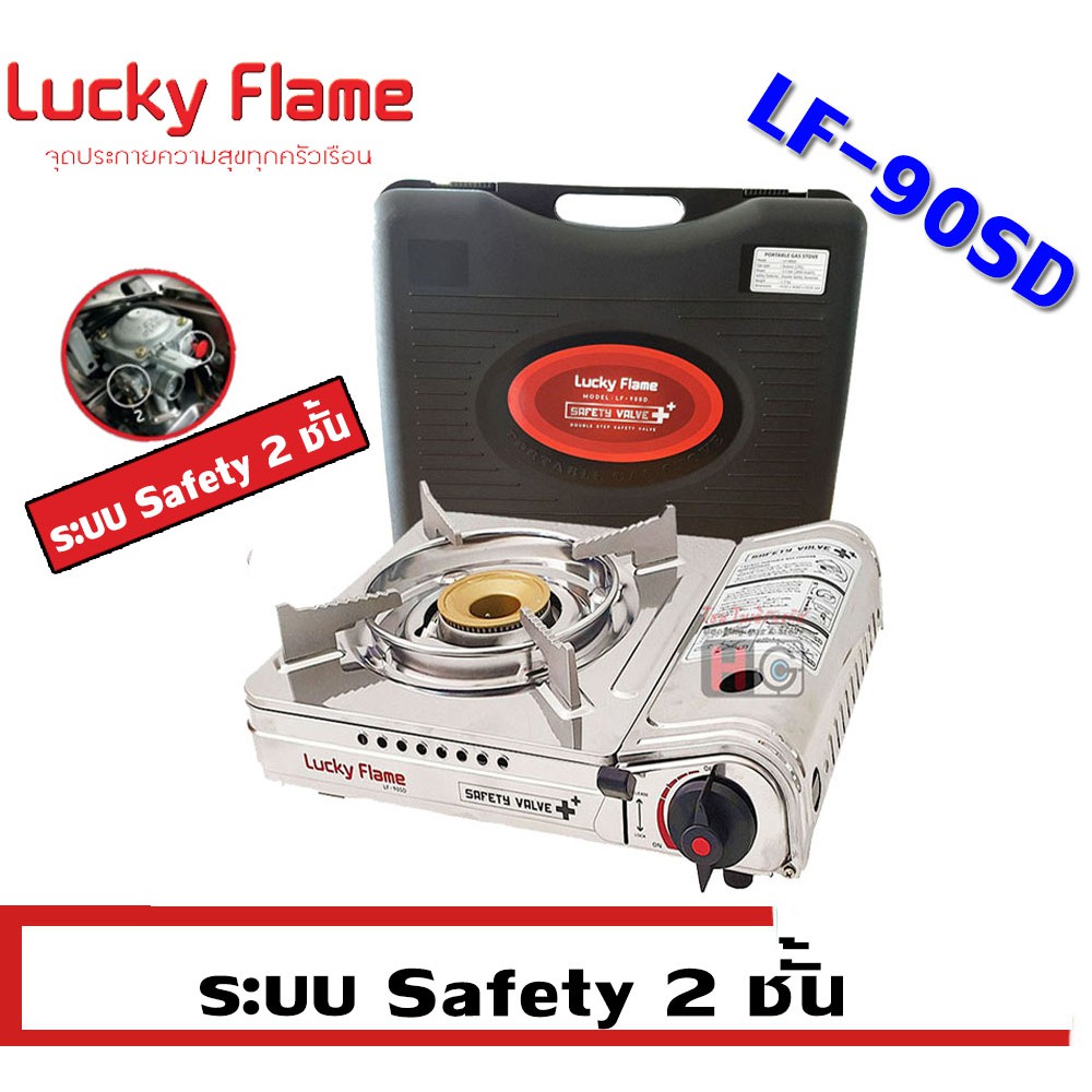 รูปภาพสินค้าแรกของLucky Flame เตาแก๊สกระป๋องแบบพกพา LF-90SD ระบบ Safety 2ชั้น