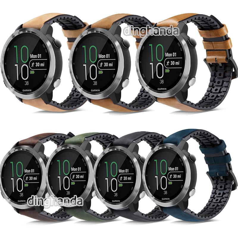 สายนาฬิกาซิลิโคนหนังแท้สำหรับ Garmin Forerunner 645 245 245M