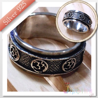 Jipatha DIY แหวนเงินแท้ แหวนโอม แหวนหมุน แหวนชาย ลวดลายสวย หมุนได้ เงินแท้ silver925 แหวนเงิน ลายโอม OHM แหวนหญิง แหวนไซ