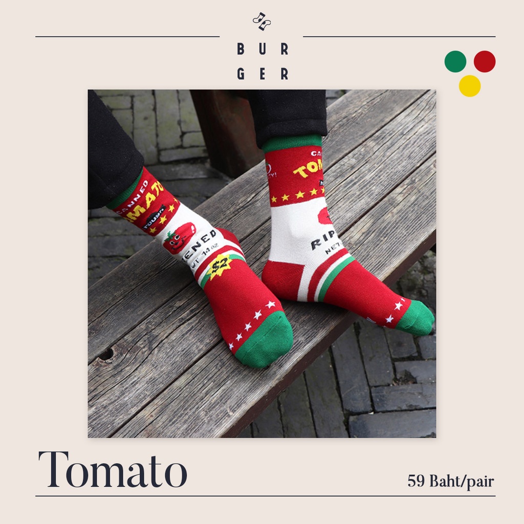 tomato-ถุงเท้าแฟชั่นครึ่งแข้ง-ลายมะเขือเทศ-น่ารัก-ราคาถูก-คุณภาพดี