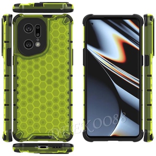 เคสโทรศัพท์มือถือ OPPO Find X5 X3 Pro Handphone Casing frosted Clear Plastic TPU Inner Frame Bumper Fashion Bionic Honeycomb Style Design Shockproof Phone Case เคส FindX5Pro X5Pro Hard Cover