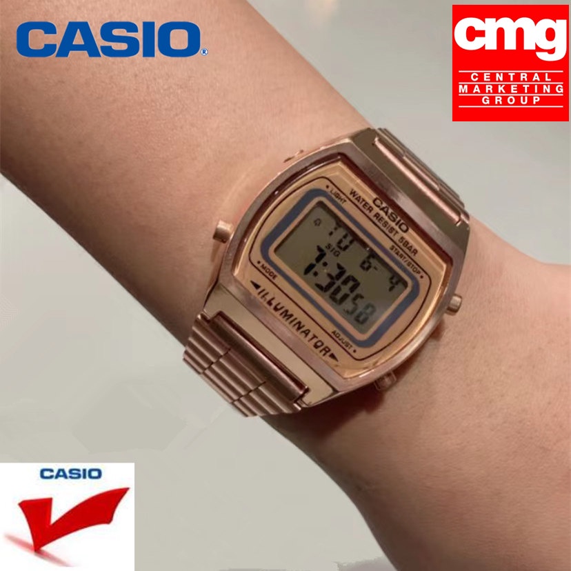 ของแท้100-นาฬิกา-casio-นาฬิกาสุภาพสตรี-รุ่น-b640wc-สีทอง-รับประกัน-1-ปี