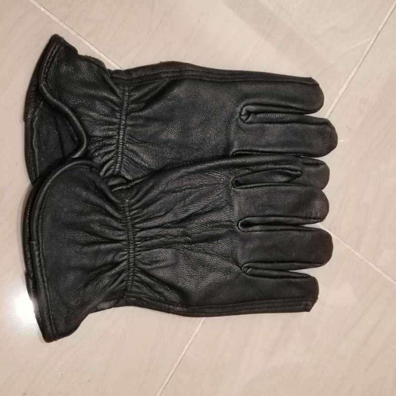 ถุงมือหนังสีดำ-ชนิดรัดข้อมือ-สำหรับขับขี่มอเตอร์ไซด์-motocycle-racing-bigbike-vintage-classic
