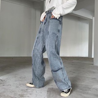 กางเกงยีนส์ขากว้าง สไตล์เกาหลี ของวรรณกรรมฮาราจูกุและศิลปะย้อนยุคล้างกางเกงยีนส์เอวสูง กางเกง