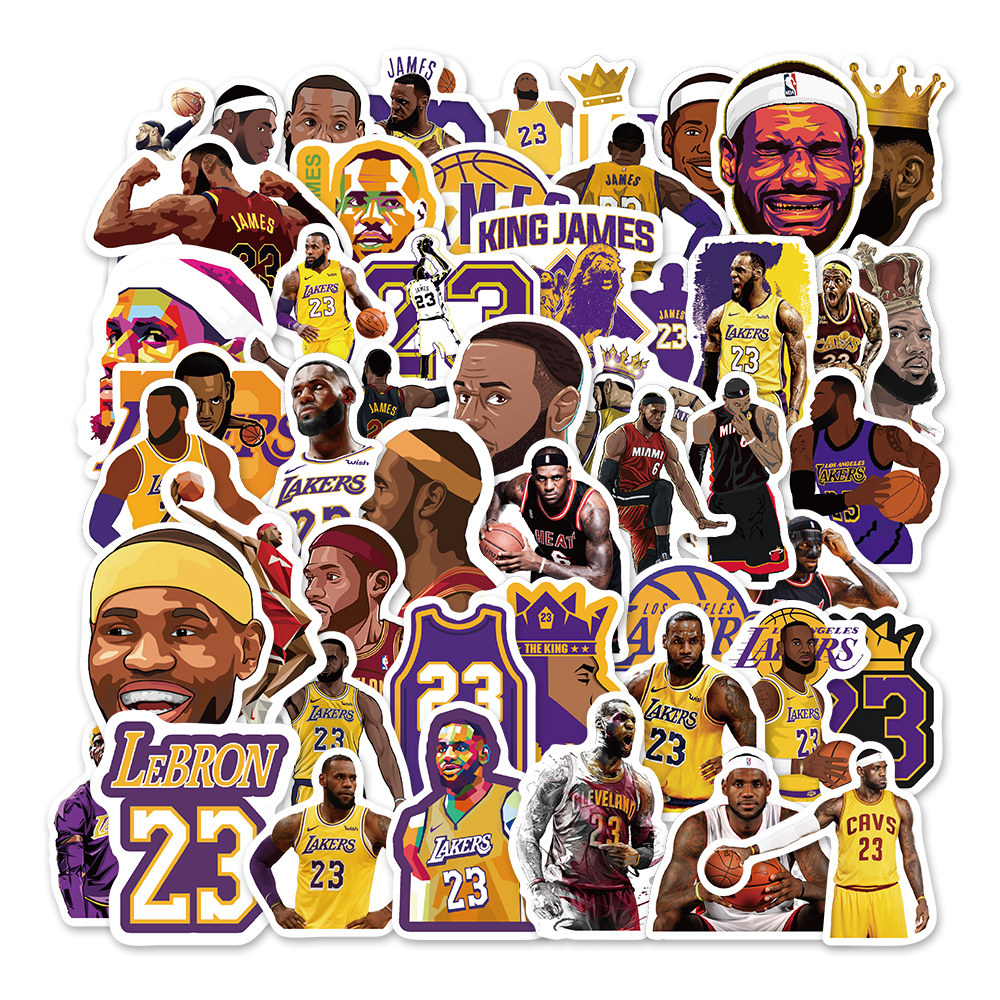 สติ๊กเกอร์พีวีซี-nba-basketball-superstar-lebron-james-graffiti-กันน้ํา-50-ชิ้น