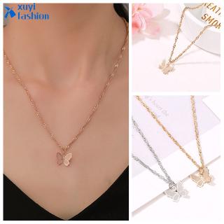 ภาพหน้าปกสินค้าKorean Delicate Butterfly Necklace Fashion Retro Collarbone Gold Silver Chain Personality Women Accessories Gifts ที่เกี่ยวข้อง