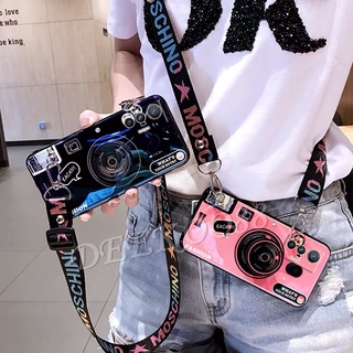 เคสโทรศัพท์ VIVO X70 / X70 Pro Phone Case Cute Camera Pattern with Adjustable Lanyard Strap with Stand Holder Back Cover เคส Vivo X70 Casing