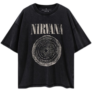 เสื้อยืดคอกลม แขนสั้น ผ้าฝ้าย ทรงหลวม ลาย Nirvana Nirvana band สไตล์วินเทจ เรโทร เหมาะกับฤดูร้อน