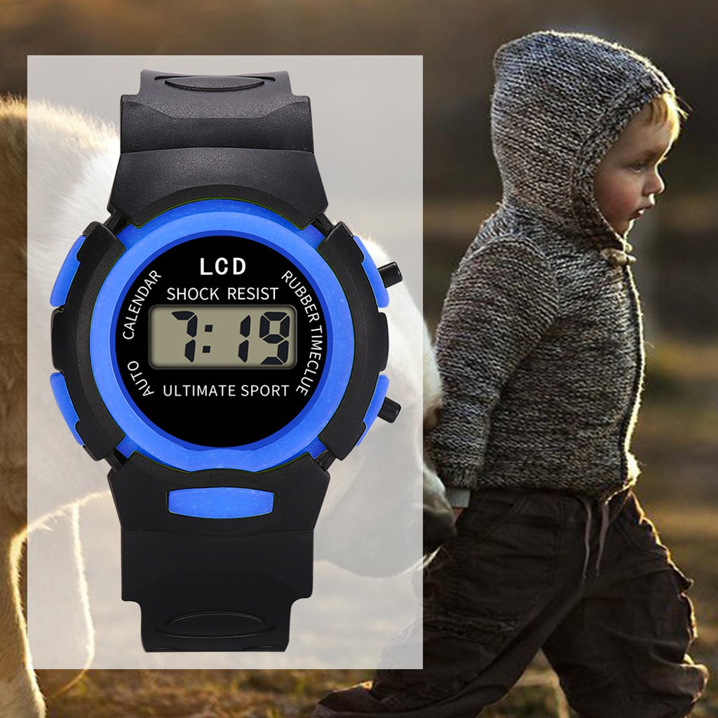 รูปภาพเพิ่มเติมของ นาฬิกาข้อมือดิจิทัล LED แบบกันน้ำ สไตล์สปอร์ต สำหรับเด็ก 1 ชิ้น