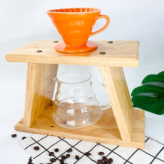 (3 ชิ้น/สีส้ม) ชุดดริปกาแฟ ชุดชงกาแฟ 3 ชิ้น ฐานไม้ดริปกาแฟ + ถ้วยดริปกาแฟเซรามิก + เหยือกแก้ว โถแก้วดริปกาแฟ