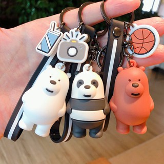 9PN077 พวงกุญแจหมีน่ารัก หมี We Bare Bears 3 สี น้ำตาล ขาว แพนด้า พร้อมส่ง กดสั่งได้เลย ของขวัญ พวงกุญแจ