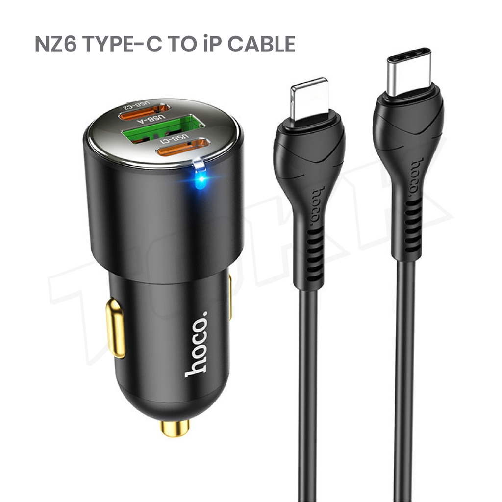 hoco-nz6-ที่ชาร์จในรถ-pd45w-3port-car-charger-หัวชาร์จ-ในรถ-หัวชาร์จเร็ว-5a-45w-quick-charge-3-0-pd-3-0