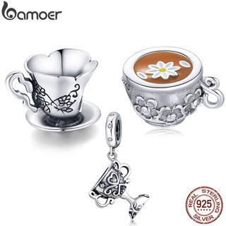 Bamoer Sterling Silver 925 Teacup Charm Bead for Original Bracelet DIY Jewelry Making Fashion Accessories SCC1899