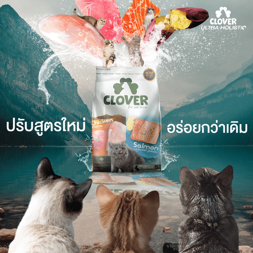 clover-อาหารแมว-โคลเวอร์-ultra-holistic-amp-grain-free-ตัวแน่นถนอมไต-ไม่อ้วนคืนเงิน-ขนาด-5-กิโลกรัม