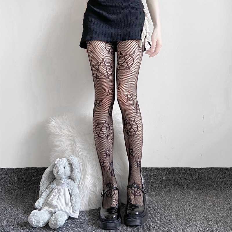 sale-ถุงน่องลายวงแหวนดาว-socks-tights-gothic-พร้อมส่ง