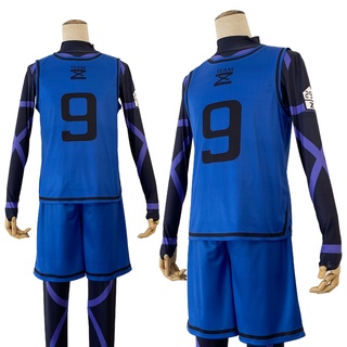 สินค้า Holoun Blue Lock Cosplay เสื้อยืดคอสเพลย์ การ์ตูนอนิเมะ Isagi Yoichi Bachira Chigiri Nagi Itoshi Football Soccer สีฟ้า สําหรับฝึกเล่นฟุตบอล ของขวัญฮาโลวีน