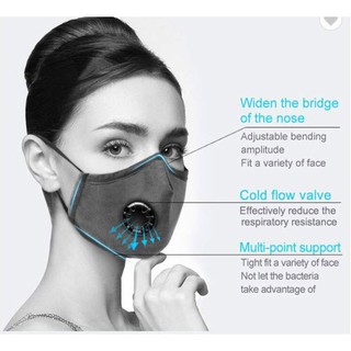 🔥พร้อมส่ง🚚 หน้ากากอนามัยสำหรับผู้ใหญ่สีดำ มีวาลว์ ซักได้  ป้องกันฝุ่นละอองขนาด PM 2.5