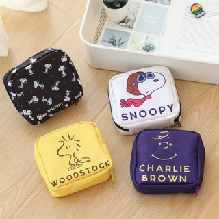 กระเป๋าเก็บผ้าอนามัย ทรงสี่เหลี่ยม ลายการ์ตูน Snoopy น่ารัก แบบพกพา สำหรับผู้หญิง